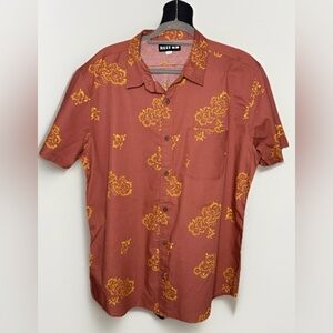 Reef Men’s XL Rust Floral Short Sleeve Button Up Shirt